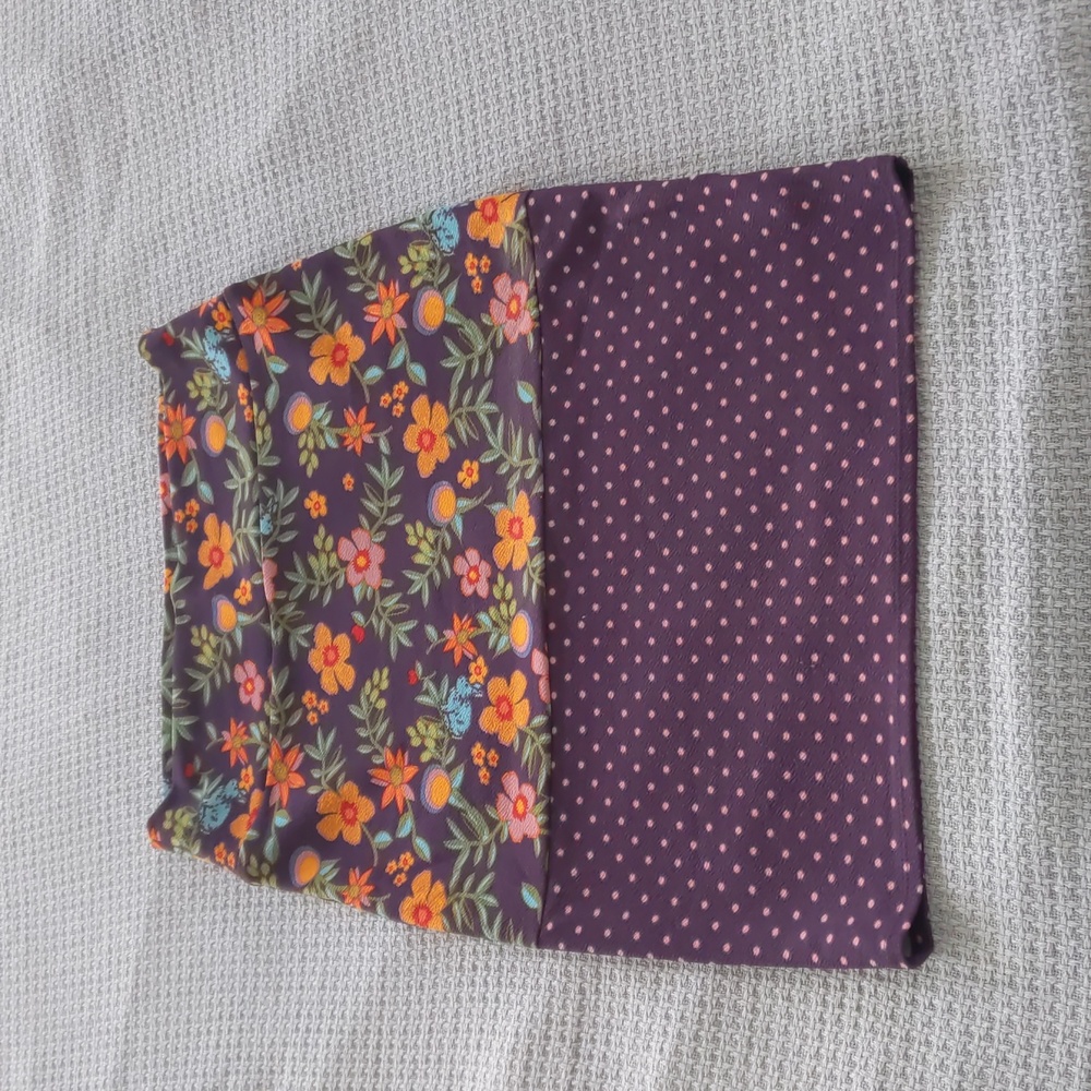 LuLaRoe Floral and Polka Dot Pencil Skirt - Purple and Orange